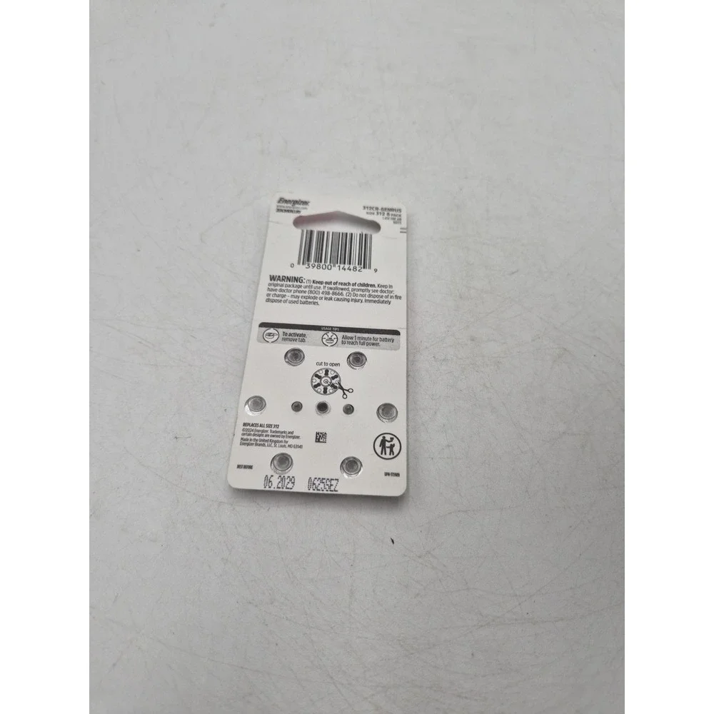 Energizer 6 cells x 312 Size Hearing aid batteries Zinc air 1.4V PR41 PowerSeal